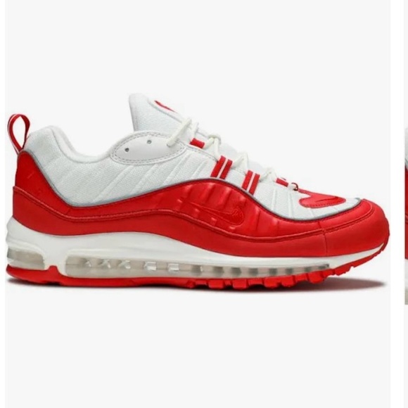 Nike Air Max 98 Men’s Athletic University Red White Sneakers Retro Shoes 9.5 - Picture 2 of 6